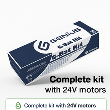 Încarcă imaginea în vizualizatorul Galerie, GENIUS G-BAT 300 24V Kit – Kit automatizare porți batante până la 3 m, motoare 24V DC, centrală Brain 624 și accesorii incluse | Cod 51701272