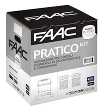 Încarcă imaginea în vizualizatorul Galerie, Kit Automatizare Poarta Culisanta FAAC PRATICO C Kit 230V SAFE cu Cremaliera 5 m pentru Porti de pana la 600 kg Cod 105940 Original
