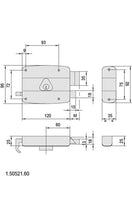 Încarcă imaginea în vizualizatorul Galerie, CISA 50521‑60‑1 – Yală mecanică aplicabilă, interax 60 mm, corp zincat, bolt și limbă din alamă