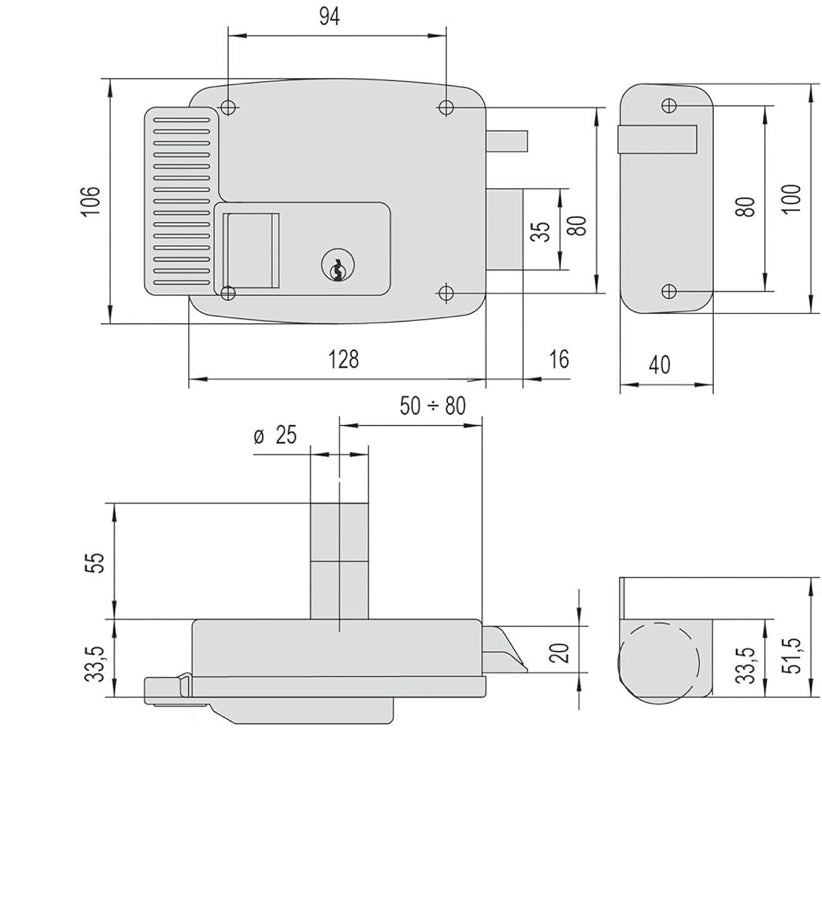 CISA 11721-60-1N7 yala aplicata 12V AC pentru usa sau poarta metalica