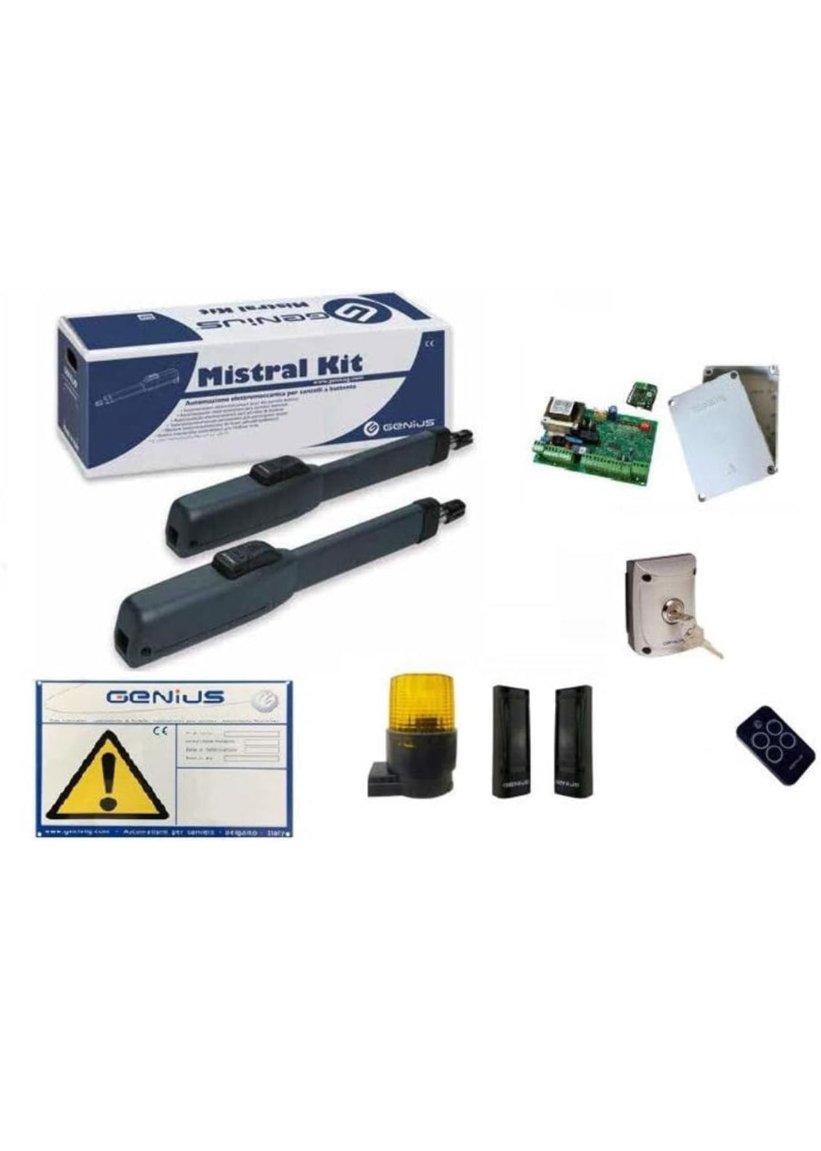 GENIUS MISTRAL Kit 230V pentru automatizare poarta batanta pana la 3 m pe canat