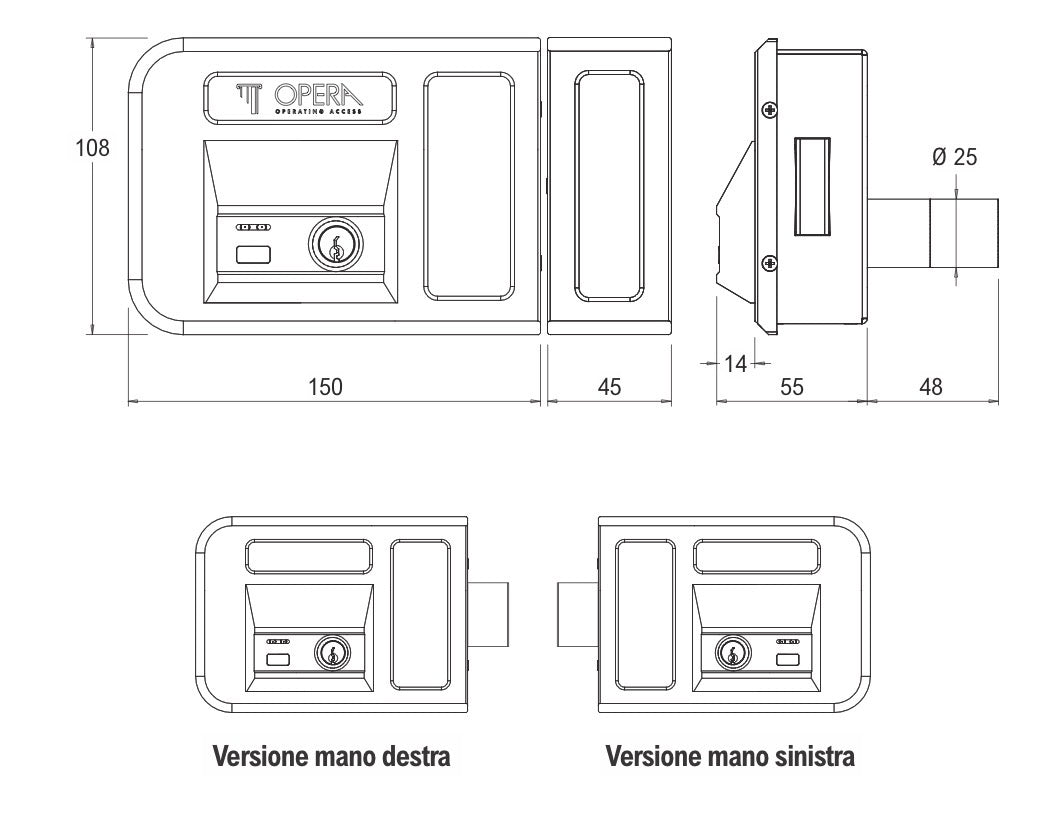 Opera GATE LOCK 28003.1BR yala electromagnetica pentru portita pietonala