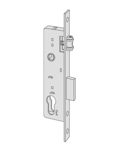 CISA 44671‑20‑0 – Broască mecanică îngropată pentru cilindru europrofil, interax 20 mm, cu bilă, față inox, ambidextră