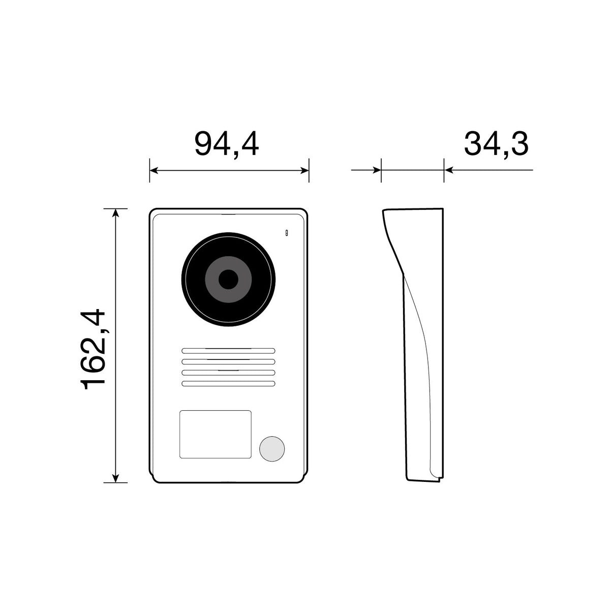 Dimensiuni placa exterioara videointerfon ELVOX K40915