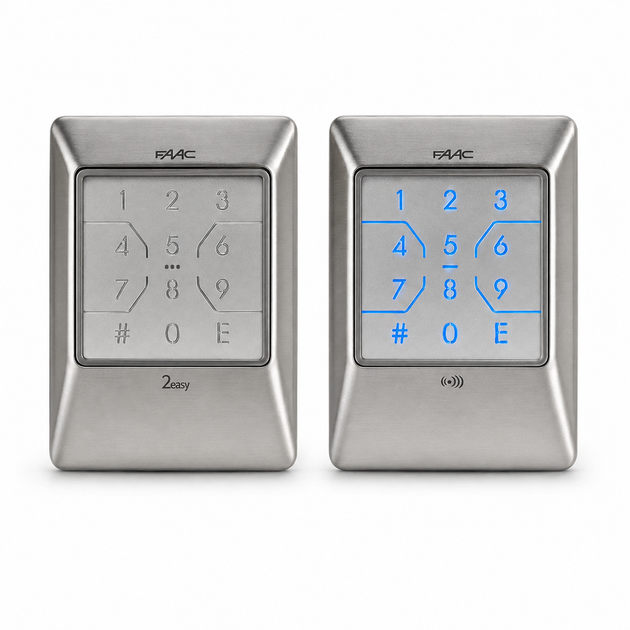 Tastatura de acces wireless FAAC XKP W 433 INOX pentru automatizari porti, cu cod PIN si tehnologie SLH 433,92 MHz