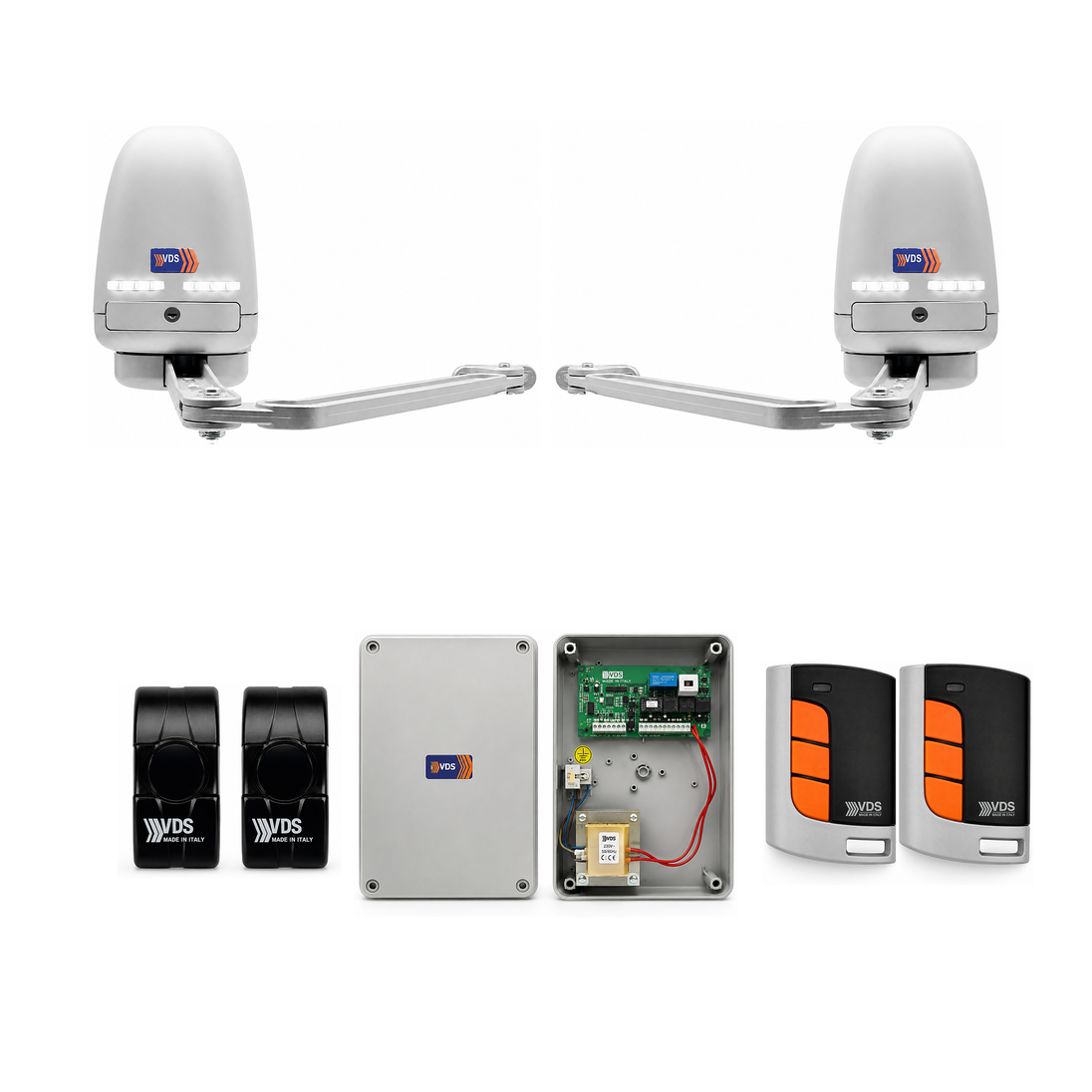 VDS IBIS 24V kit automatizare poarta batanta 2 canaturi cu Shelly 1 Gen3 inclus