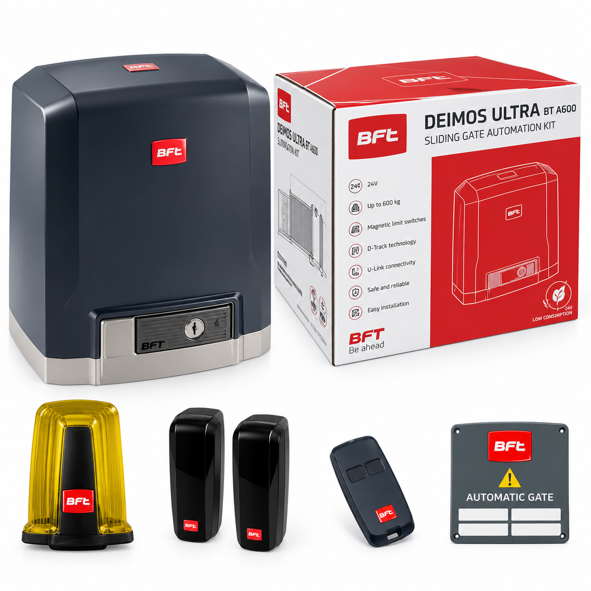 Kit BFT DEIMOS ULTRA BT B400 24V cu accesorii si 4 metri cremaliera