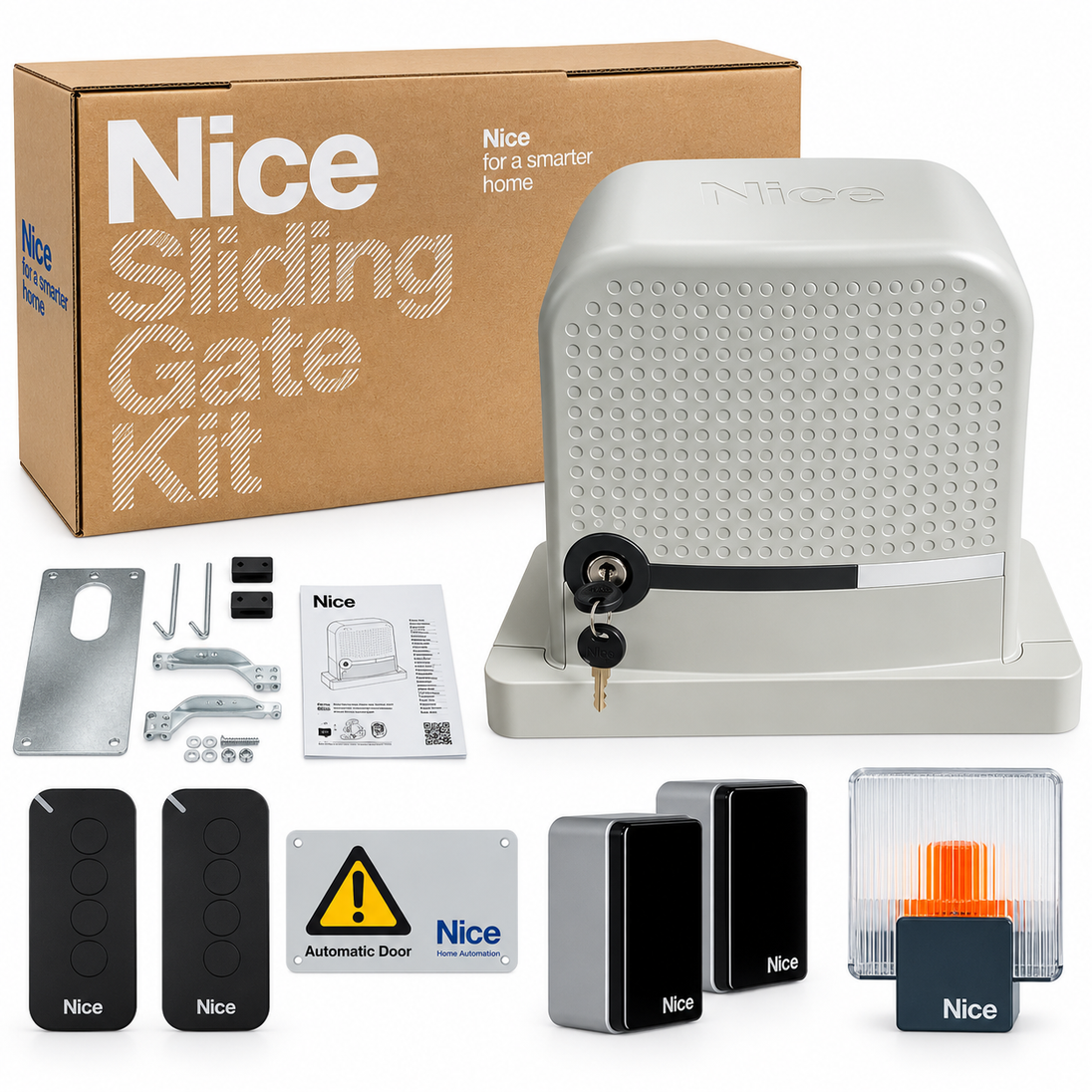 Kit automatizare poarta culisanta NICE ROBUS 600 24V pana la 600 kg, cod RBS600BDKCE