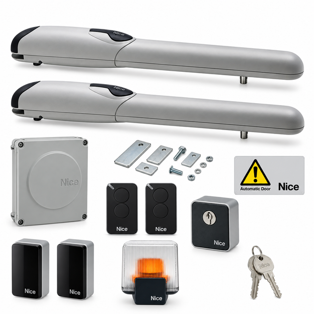 Kit automatizare poarta batanta NICE WINGO 4024 BD 24V pentru 2 canaturi pana la 2 m fiecare