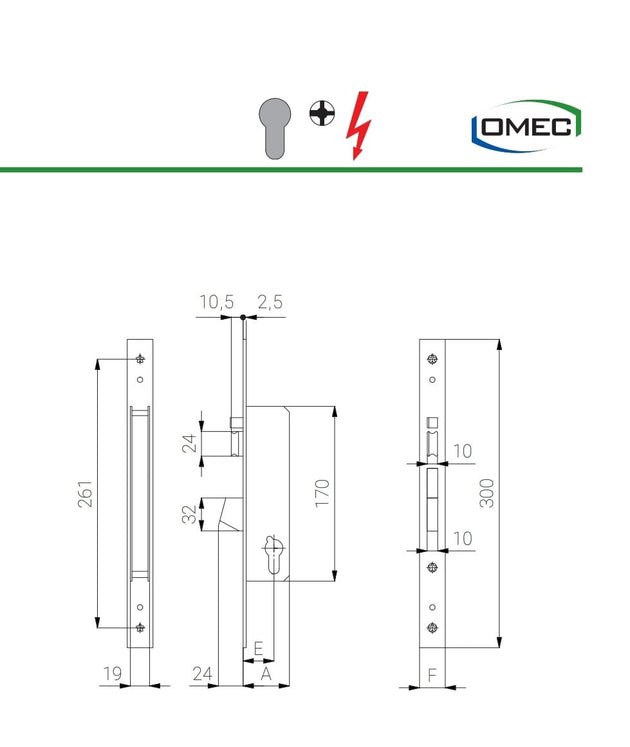 OMEC seria 1408 broasca electrica ingropata pentru cilindru europrofil, frontala inox