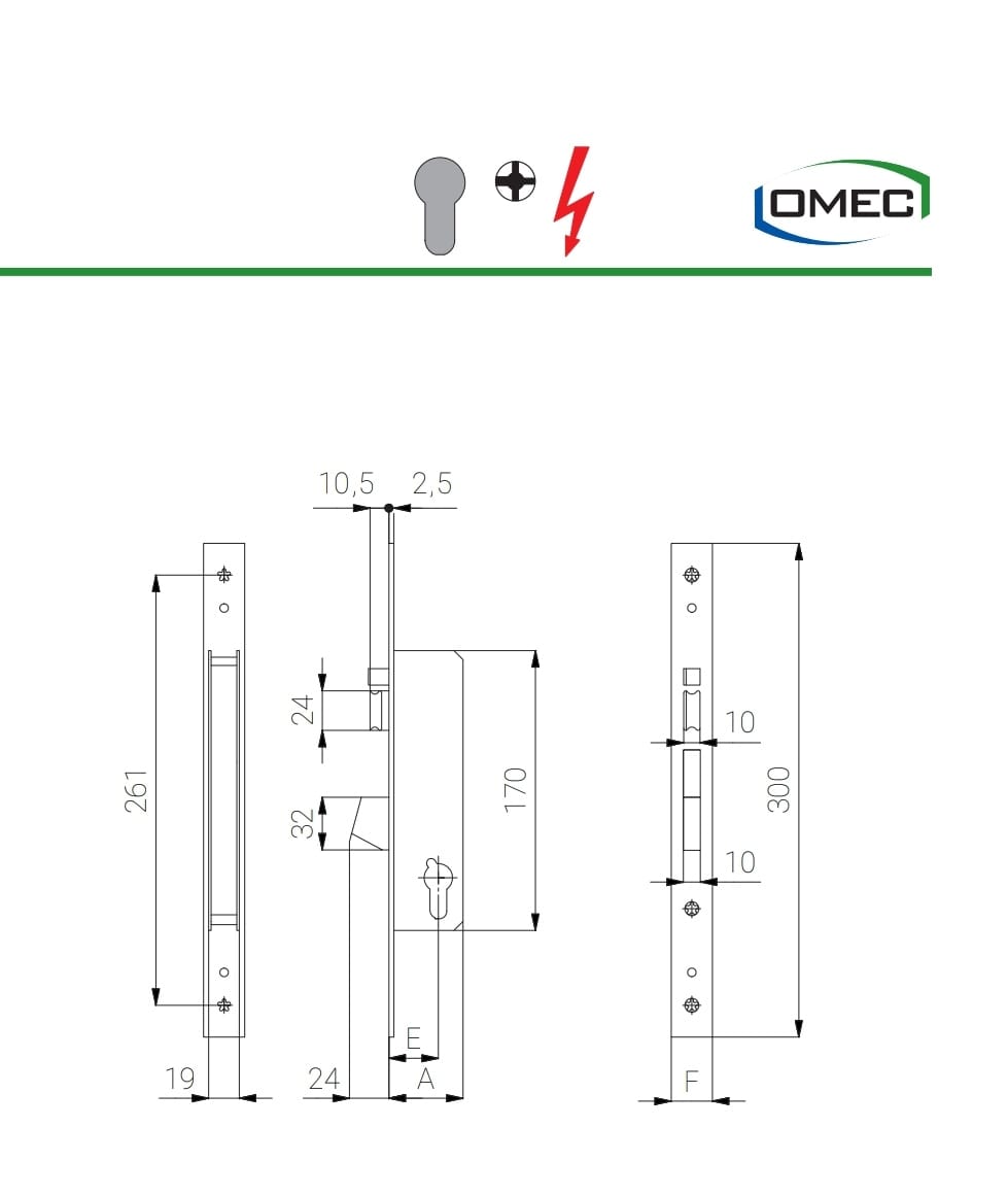 OMEC seria 1408 broasca electrica ingropata pentru cilindru europrofil, frontala inox