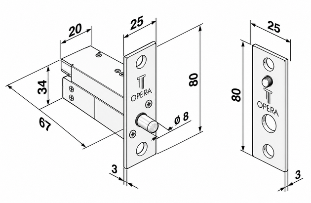 OPERA QUADRA MICRO 20812 dimensiuni tehnice si cote de montaj
